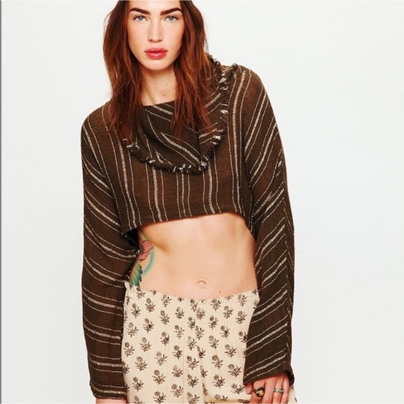 EUC Free People brown cowl neck cropped top - Picture 3 of 10